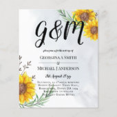 BUDGETひまわりモダン黄色の結婚式の招待 (正面)