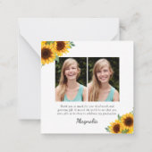 BUDGETひまわり写真卒業ありがとう ノートカード (裏面)