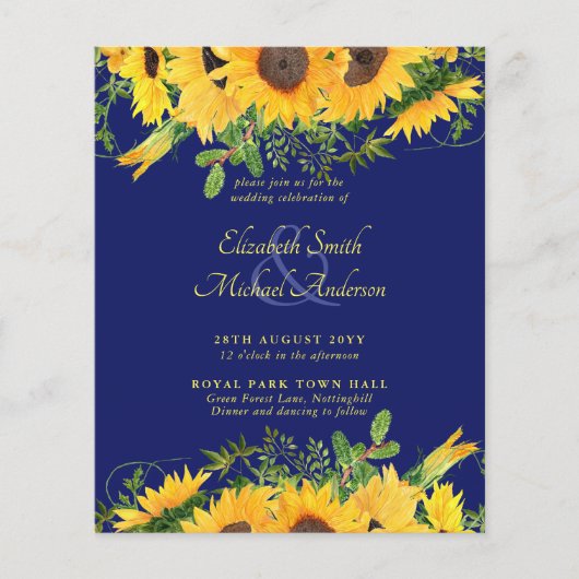 BUDGETひまわり素朴をテーマにした結婚式の招待 (正面)