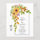 BUDGETひまわり花QRコード秋の結婚式招待 (正面)