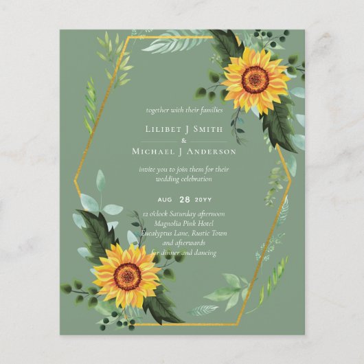 BUDGETひま素朴わ花葉緑結婚の チラシ (正面)