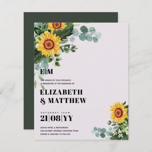 BUDGETひま素朴花モダン文字結婚ズ (正面/裏面)