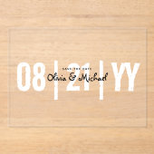 BUDGETアクリルウェディング日付のミニマルな保存 アクリル招待状 (正面)