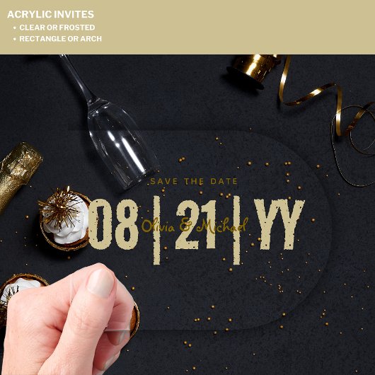 BUDGETアクリル日救付ミニマル金ゴールドARCH アクリル招待状