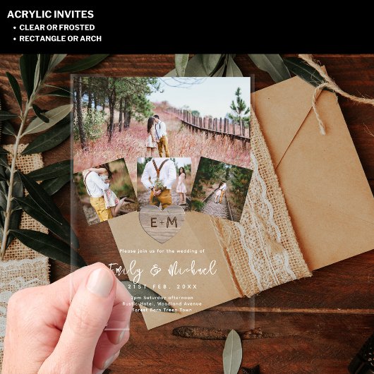 BUDGETアクリル澄んフォトコラージュ結婚ズモダン アクリル招待状
