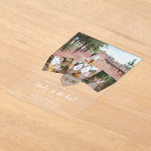 BUDGETアクリル澄んフォトコラージュ結婚ズモダン アクリル招待状 (レイダウン)