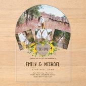 BUDGETアクリル澄ん写真結婚のヒマワリ アクリル招待状 (正面)