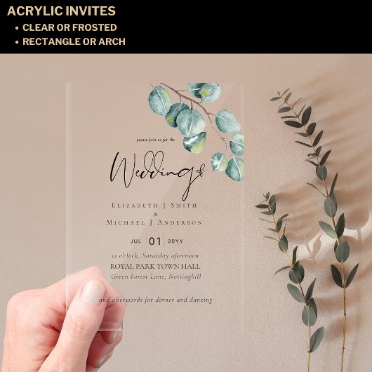 BUDGETアクリル澄ん結婚式が緑を誘う アクリル招待状