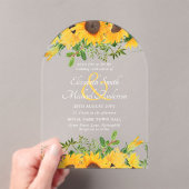 BUDGETアクリル澄ん結婚式ひまわり花を招待 アクリル招待状 (インサイチュ (ポータブル))