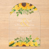 BUDGETアクリル澄ん結婚式ひまわり花を招待 アクリル招待状 (正面)