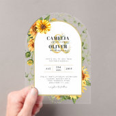 BUDGETアクリル澄ん結婚式ひまわり花を招待 アクリル招待状 (インサイチュ (ポータブル))