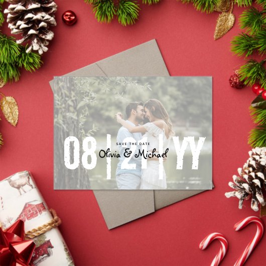 BUDGETアクリル結婚式の日付を保存する不透明な写真 アクリル招待状 (インサイチュ (クリスマス))