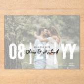 BUDGETアクリル結婚式の日付を保存する不透明な写真 アクリル招待状 (正面)