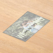 BUDGETアクリル結婚式の日付を保存する不透明な写真 アクリル招待状 (レイダウン)