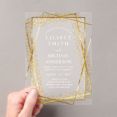 BUDGETアクリル結婚金ゴールドフェイク箔エレガント アクリル招待状 (インサイチュ (ポータブル))