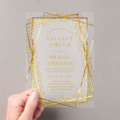BUDGETアクリル結婚金ゴールドフェイク箔エレガント アクリル招待状 (インサイチュ (ポータブル))