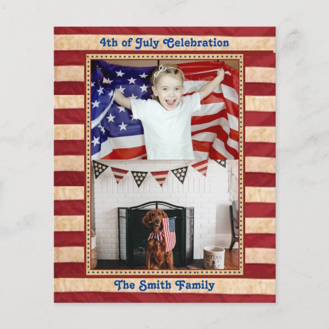 BUDGETアメリカ国旗7月4日パーティの招待状 (正面)