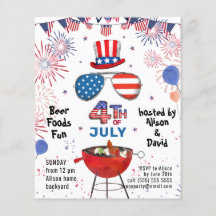BUDGETアメリカ国旗7月4日BBQパーティー招待状