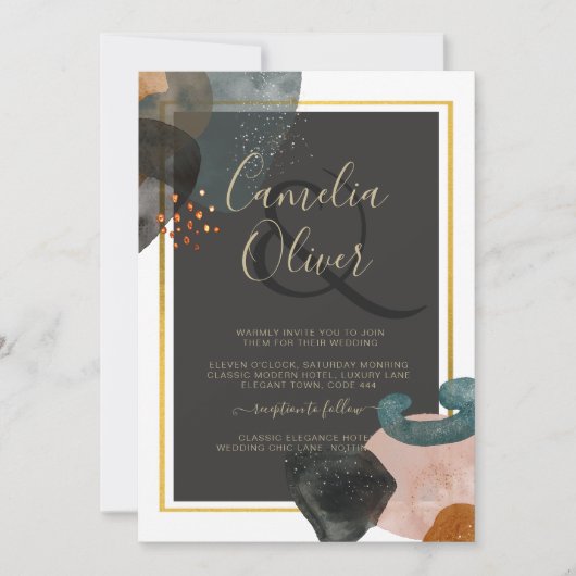 BUDGETアーストーン抽象芸術結婚ズ 招待状 (正面)