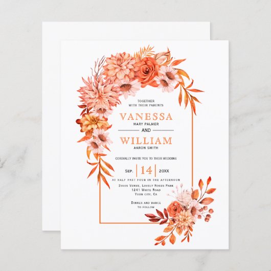 BUDGETアーチと花QRコード秋の結婚式 (正面/裏面)