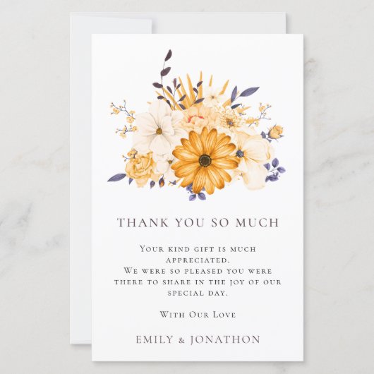 BUDGETイエロー花模様結婚ズの3枚のフォト引用文感謝してい (正面)