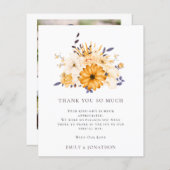 BUDGETイエロー花模様結婚引用文の3枚感謝してい写真 (正面/裏面)