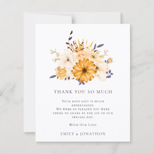 BUDGETイエロー花模様結婚引用文の3枚感謝してい写真 (正面)