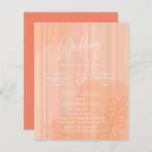 BUDGETウェディング招待オレンジピーチ抽象芸術 (正面/裏面)