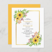 BUDGETウォーター色ひまわり結婚式招待状 (正面/裏面)