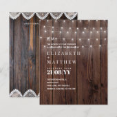 BUDGETウッドラ素朴ンドのライトウェディング招待状 (正面/裏面)