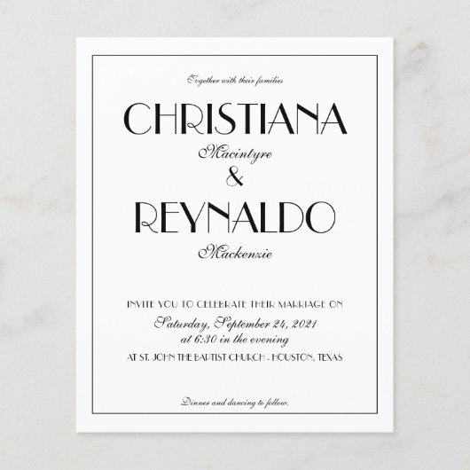 BUDGETエレガントタイポグラフィアールデコ結婚写真 (正面)