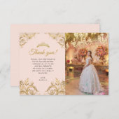 BUDGETエレガント赤面ピンク金ゴールド写真キンセアニラ ノートカード (正面/裏面)