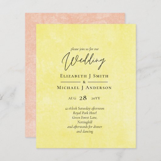 BUDGETオレンジ色の黄色の結婚スクリプト (正面/裏面)