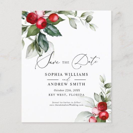 BUDGETクリスマスの緑と赤の日付を保存 (正面)