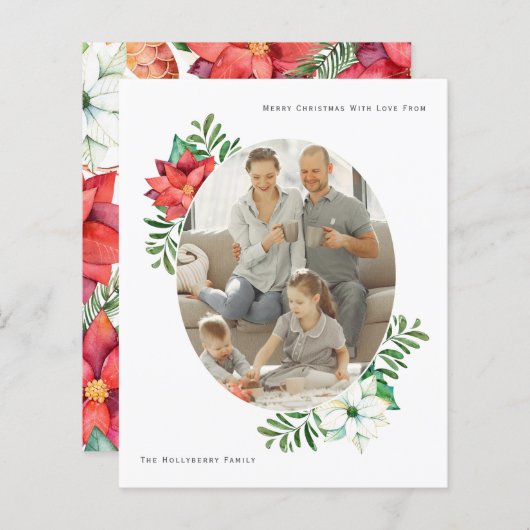 BUDGETクリスマスウィンターポインセチア花枠 (正面/裏面)