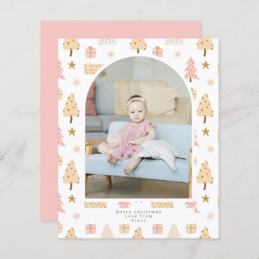 BUDGETクリスマスツリーピンクの写真パーソナライズされた (正面/裏面)