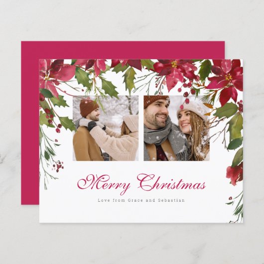 BUDGETクリスマスポインセチアパーソナライズされた写真 (正面/裏面)
