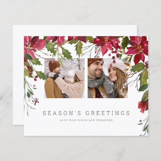 BUDGETクリスマスポインセチアパーソナライズされた写真 (正面/裏面)