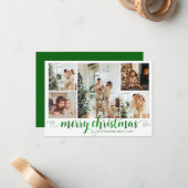 BUDGETグリーンメリークリスマスハートスクリプト5写真 ノートカード (正面/裏面インサイチュ)