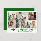 BUDGETグリーンメリークリスマスハートスクリプト5写真 ノートカード (正面/裏面)