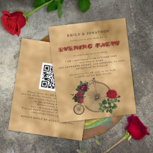 BUDGETゴシック自転車QR結婚の夕べ招待状