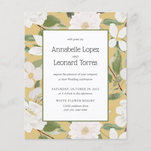 BUDGETシック白い花葉の黄色結婚の (正面)