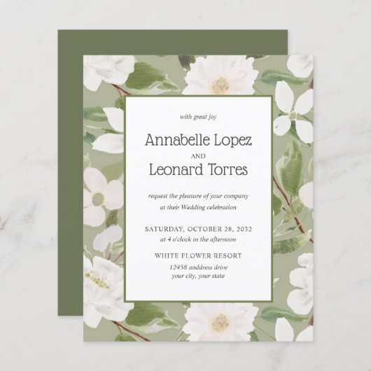 BUDGETシック白い花葉の黄色結婚の (正面/裏面)