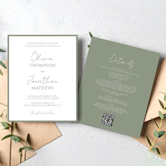BUDGETシンプル Sage Green Script QRコード結婚s