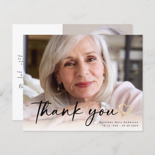 BUDGETスクリプエレガントト葬儀フォトサンキューカード (正面/裏面)