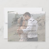 Budgetスクリプトエレガントのフォト結婚式招待状 (正面)