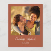 Budgetスクリプトテラコッタフォト結婚式招待状 (裏面)