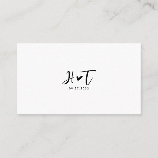 BUDGETスクリプトハートモノグラムメニュー結婚の選択 エンクロージャーカード (裏面)