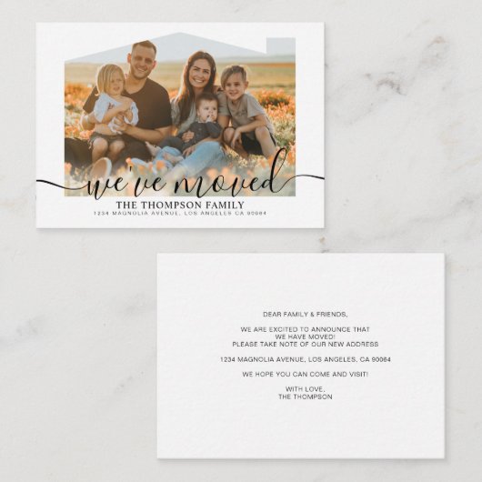 BUDGETスクリプト引っ越しました写真新しいホーム移動 ノートカード (正面/裏面)