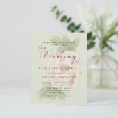 BUDGETセージと赤面フローラ写真の結婚式の招待 (スタンド正面)